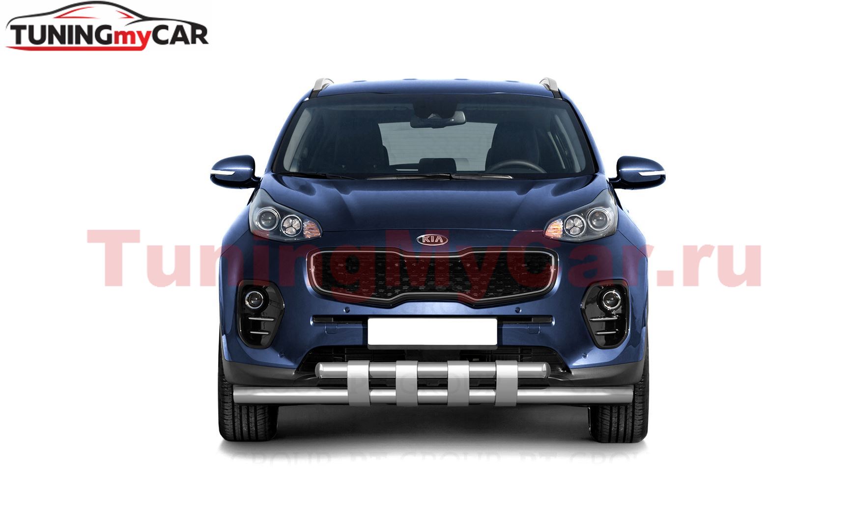 Защита переднего бампера двойная с пластинами 63/63 (НПС) KIA Sportage 2016-